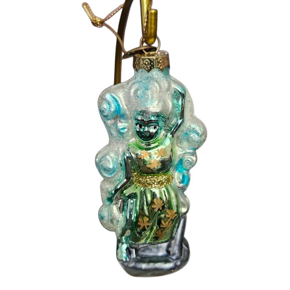 Thomas Pacconi Blown Glass Christmas Ornament Genie Frosted Swirl Design